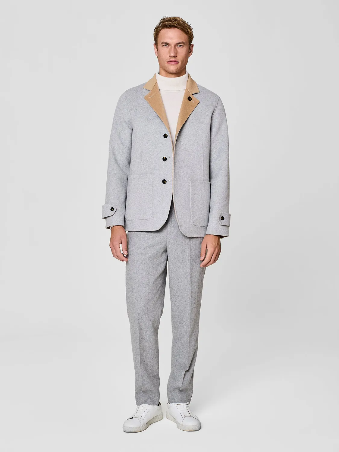 Paul Taylor Overjacket Reversibile Velour Grigio Chiaro Double