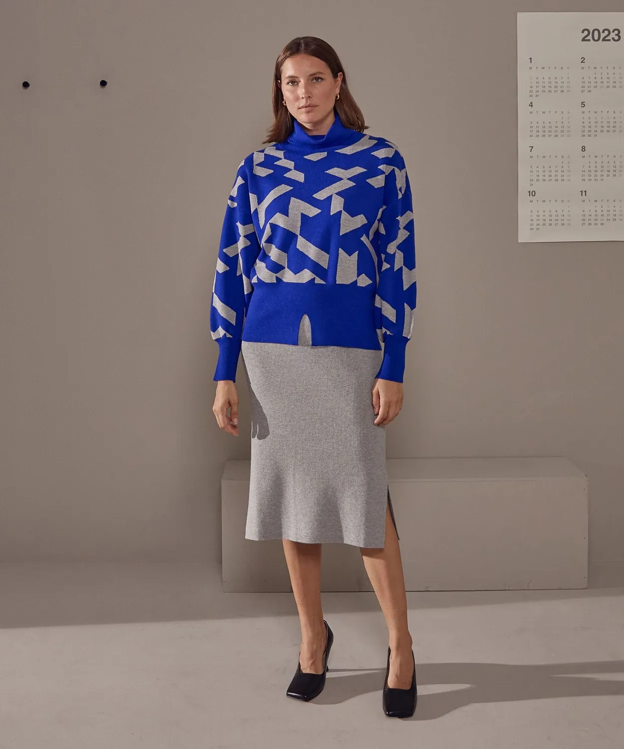 Rodier Dolcevita jacquard maglia blu oltremare