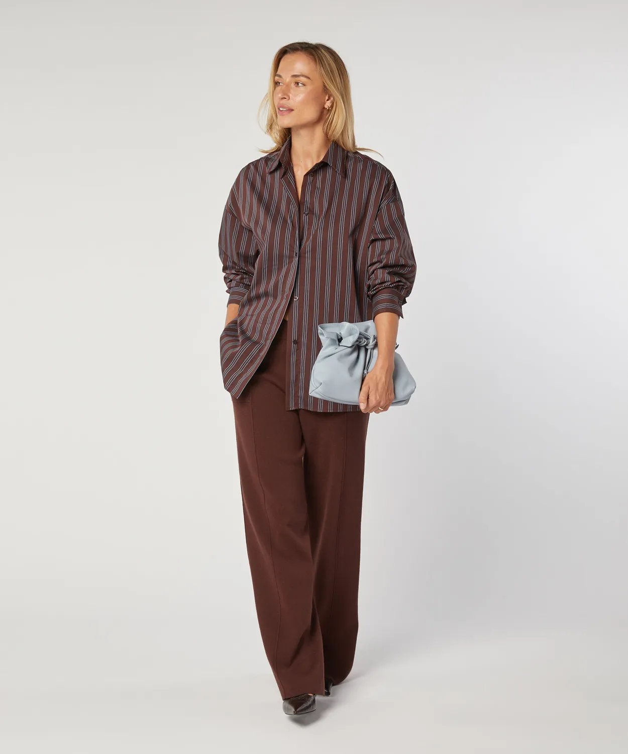 Rodier Camicia Oversize a Righe Marrone Cotone
