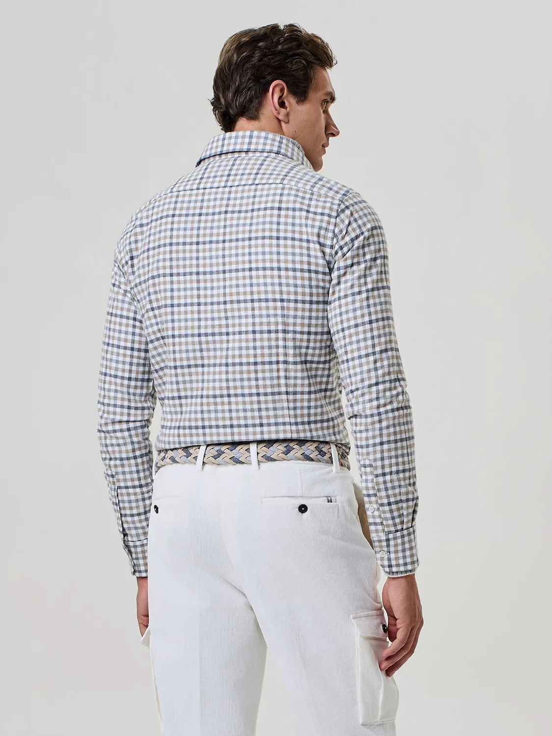 Paul Taylor Camicia Flanella a Quadri Cammello
