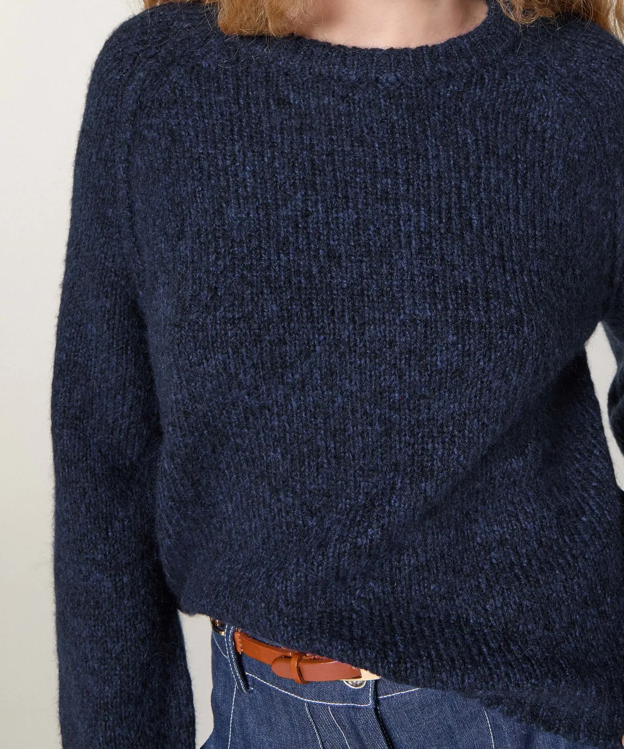 Rodier maglione girocollo maglia grossa donna blu navy