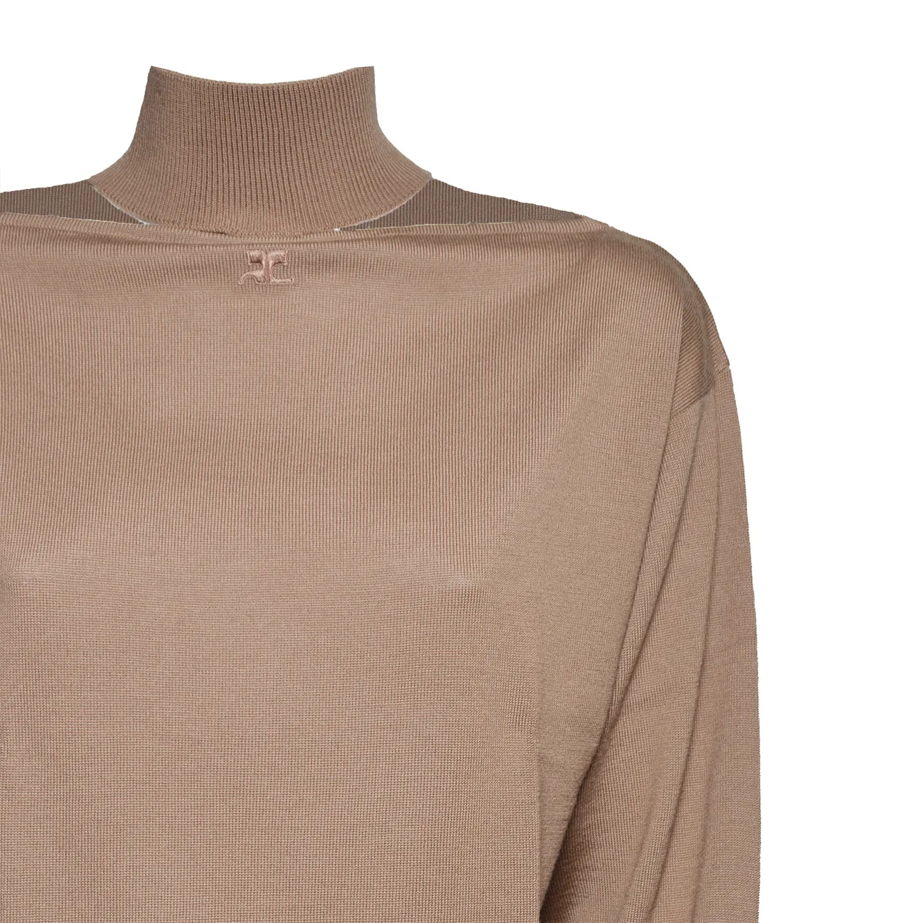 Courrèges maglione bronzo merino donna cut out