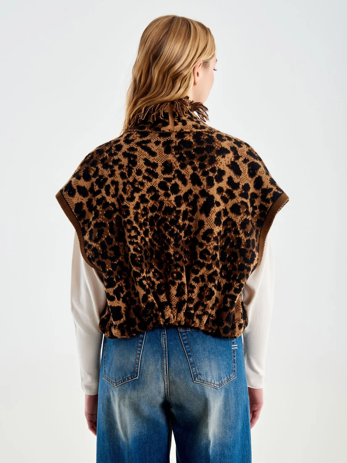 Vicolo Gilet Leopardato in Maglia Unica