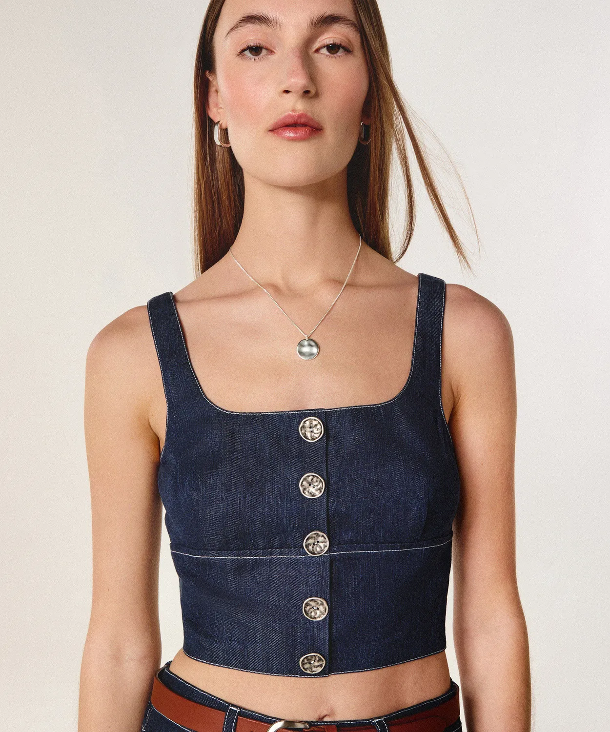 Rodier Bustier Denim Blu Denim Aderente