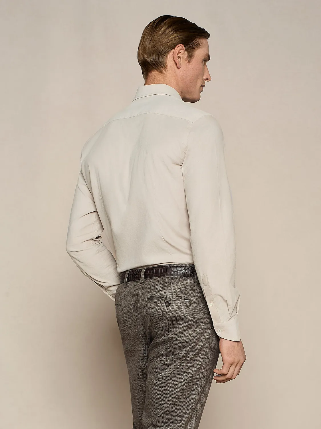 Paul Taylor Camicia Velluto a Coste Cotone Burro