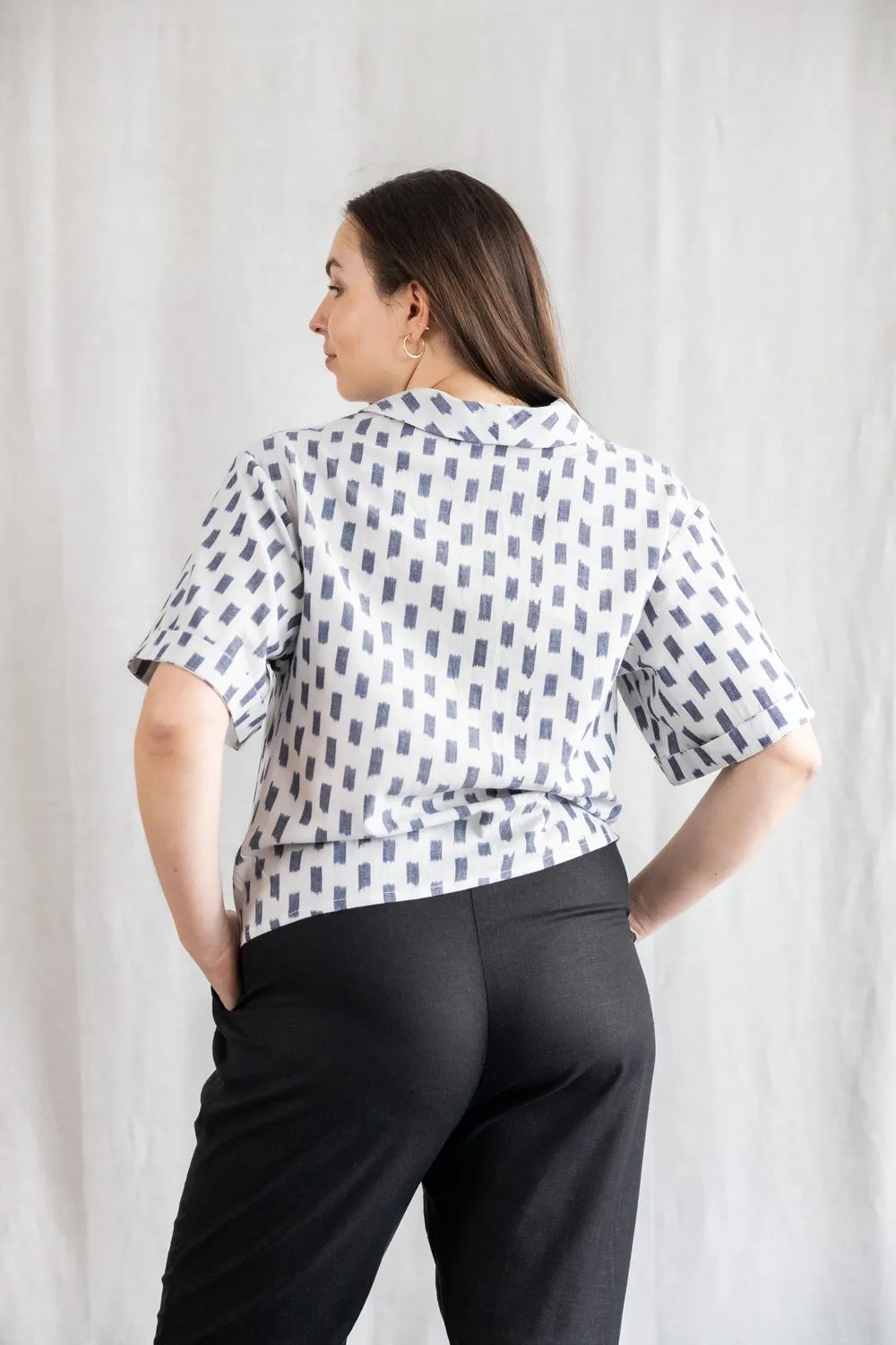 Jyoti Avaani blusa cotone bianco ikat