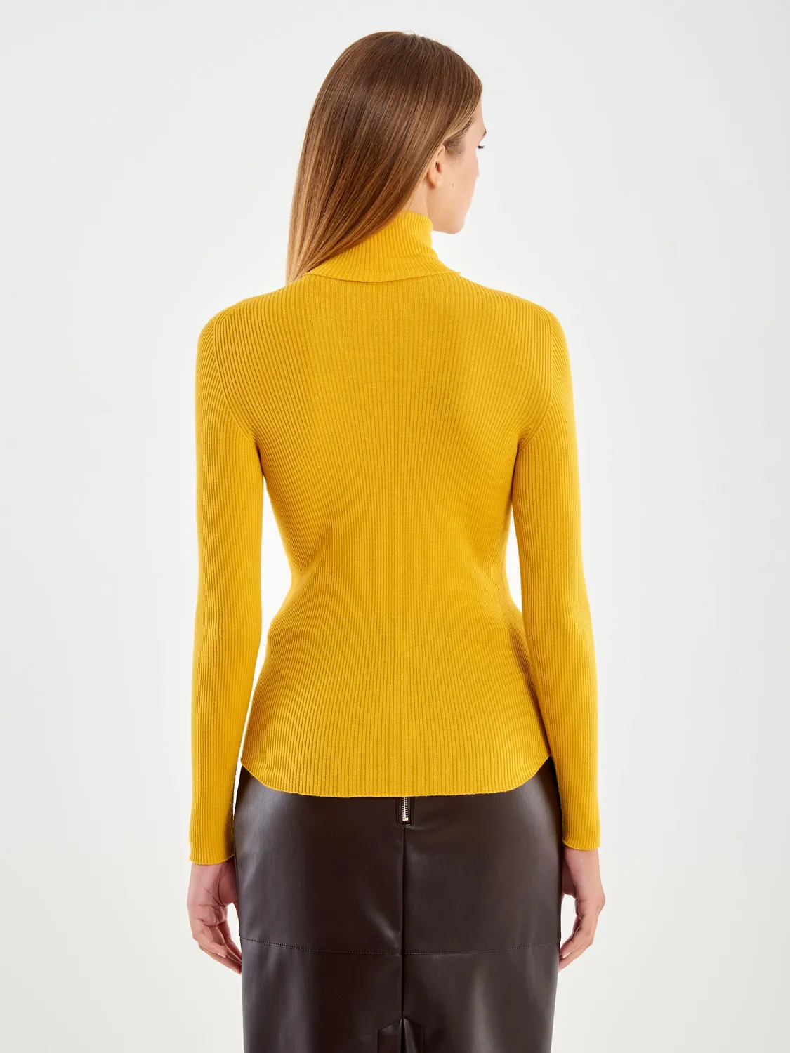 Vicolo Dolcevita a Costine maglia ocra taglia unica 100% lana