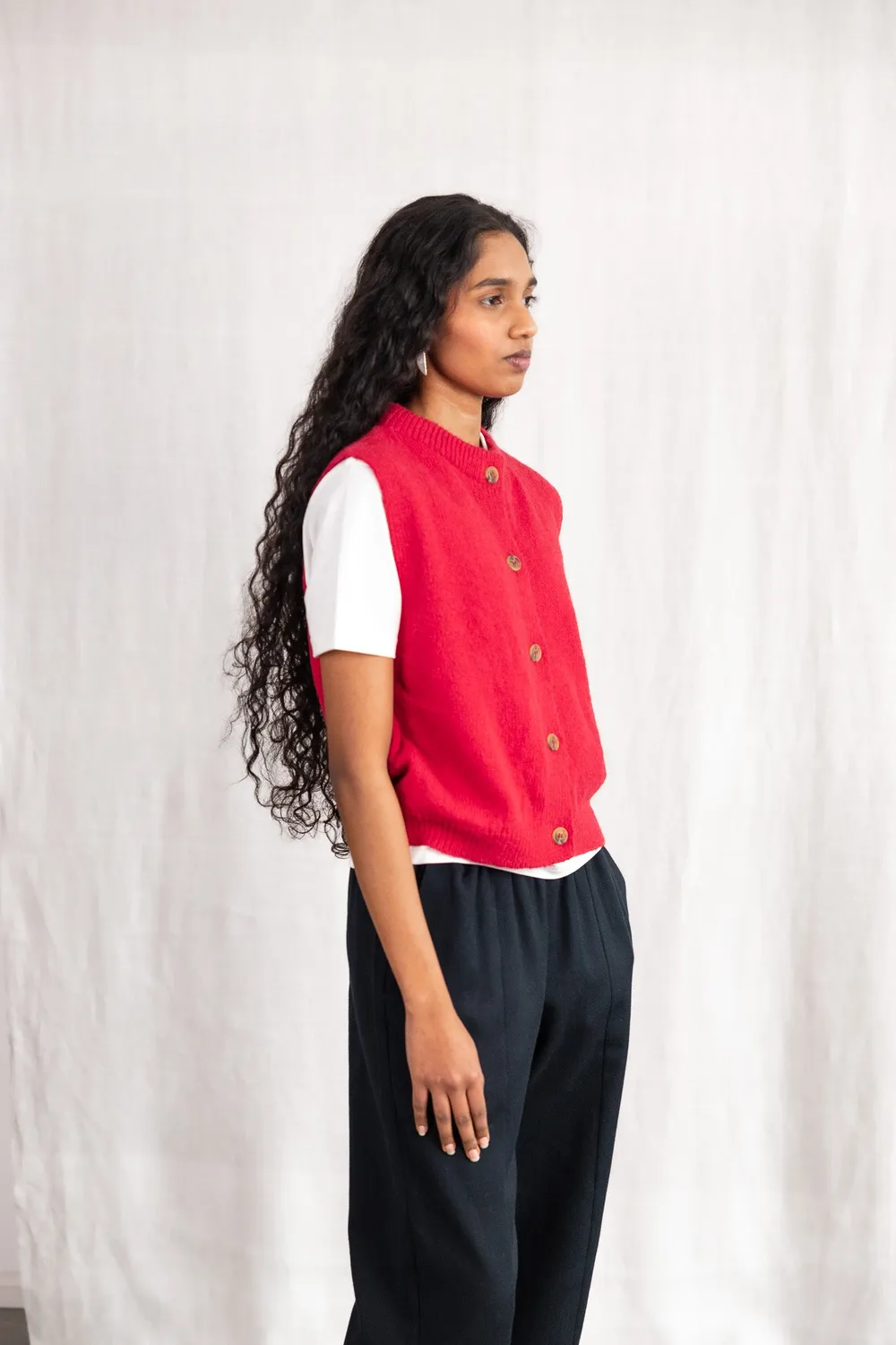Jyoti Pucallpa gilet alpaca corallo