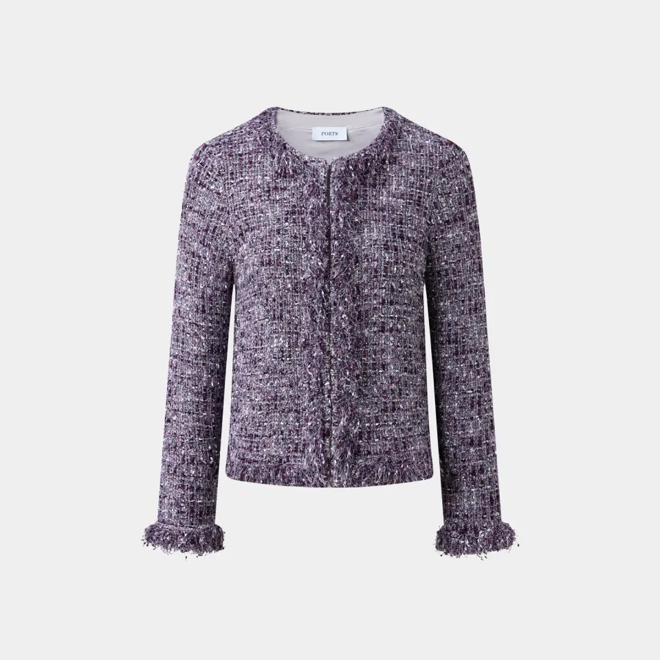 PORTS Luxe Fringe Tweed cappotto tweed viola Grape Royale