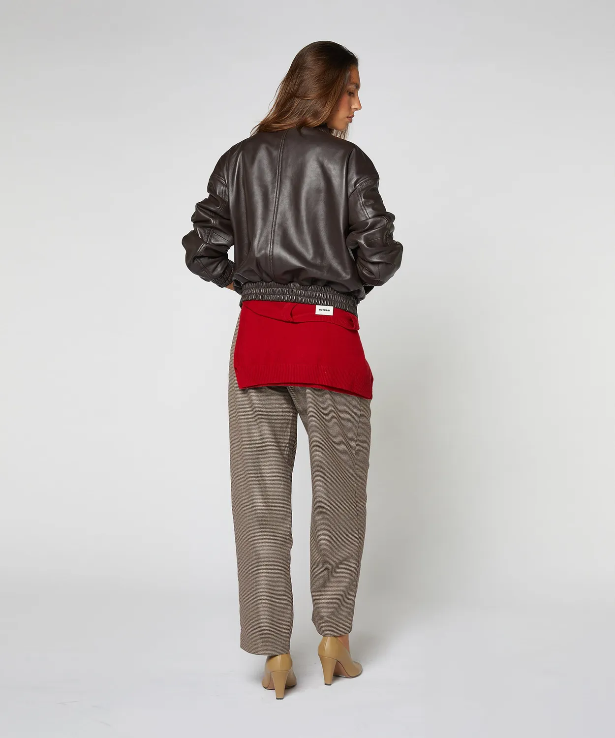 Rodier bomber pelle agnello bark brown oversize zip