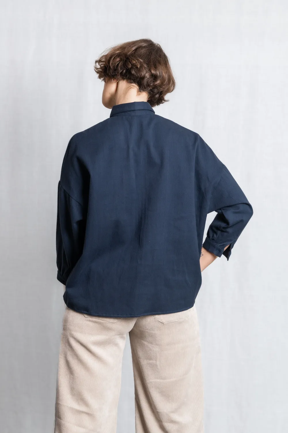 Jyoti Mayank camicia donna flanella grigio-azzurro