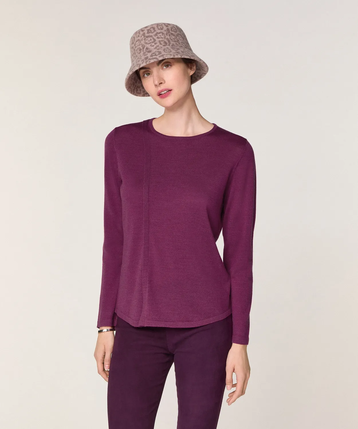 Rodier Maglia girocollo in lana cassis