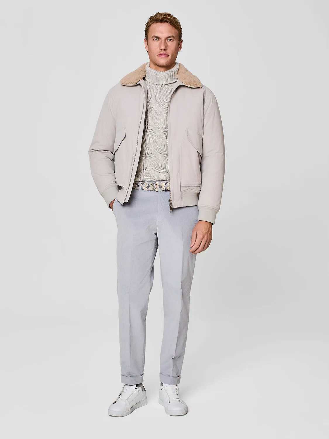 Paul Taylor Aviatore Bomber Imbottito Burro Shearling