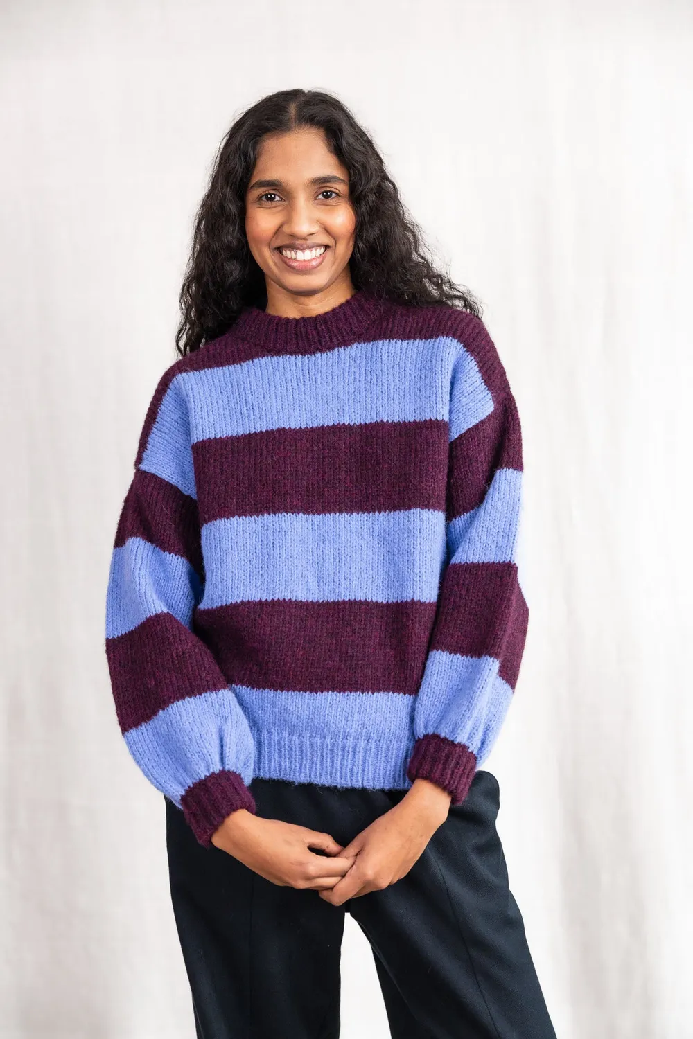 Jyoti Lupuna maglione baby alpaca righe oversize