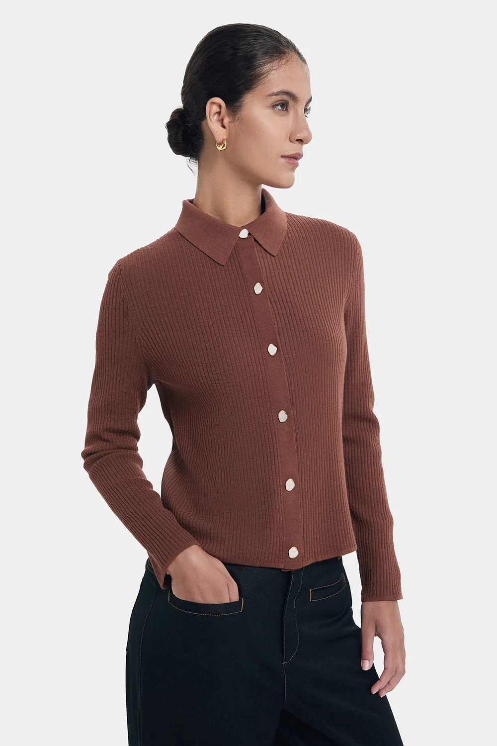 Ports Cambridge Brown Polo maglia lana marrone perle