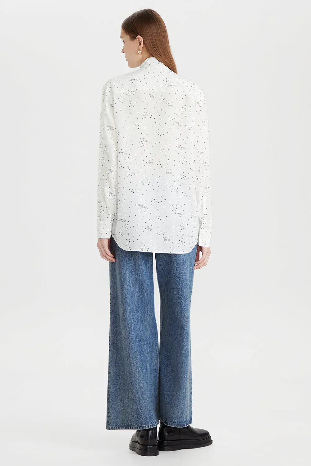 PORTS 1961 Camicia Seta Fantasia Blusa Collo Alto