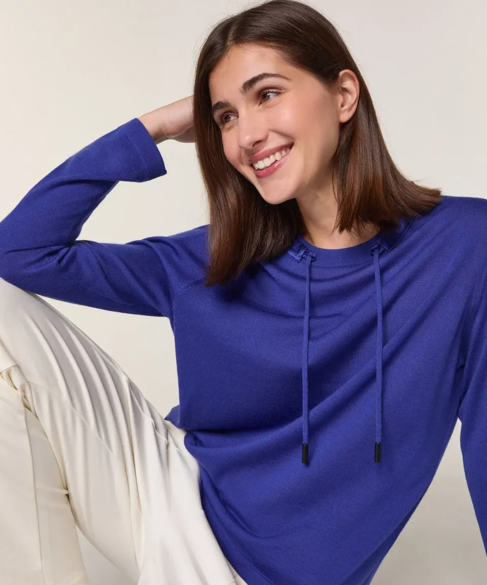 Rodier maglione merino girocollo blu oltremare