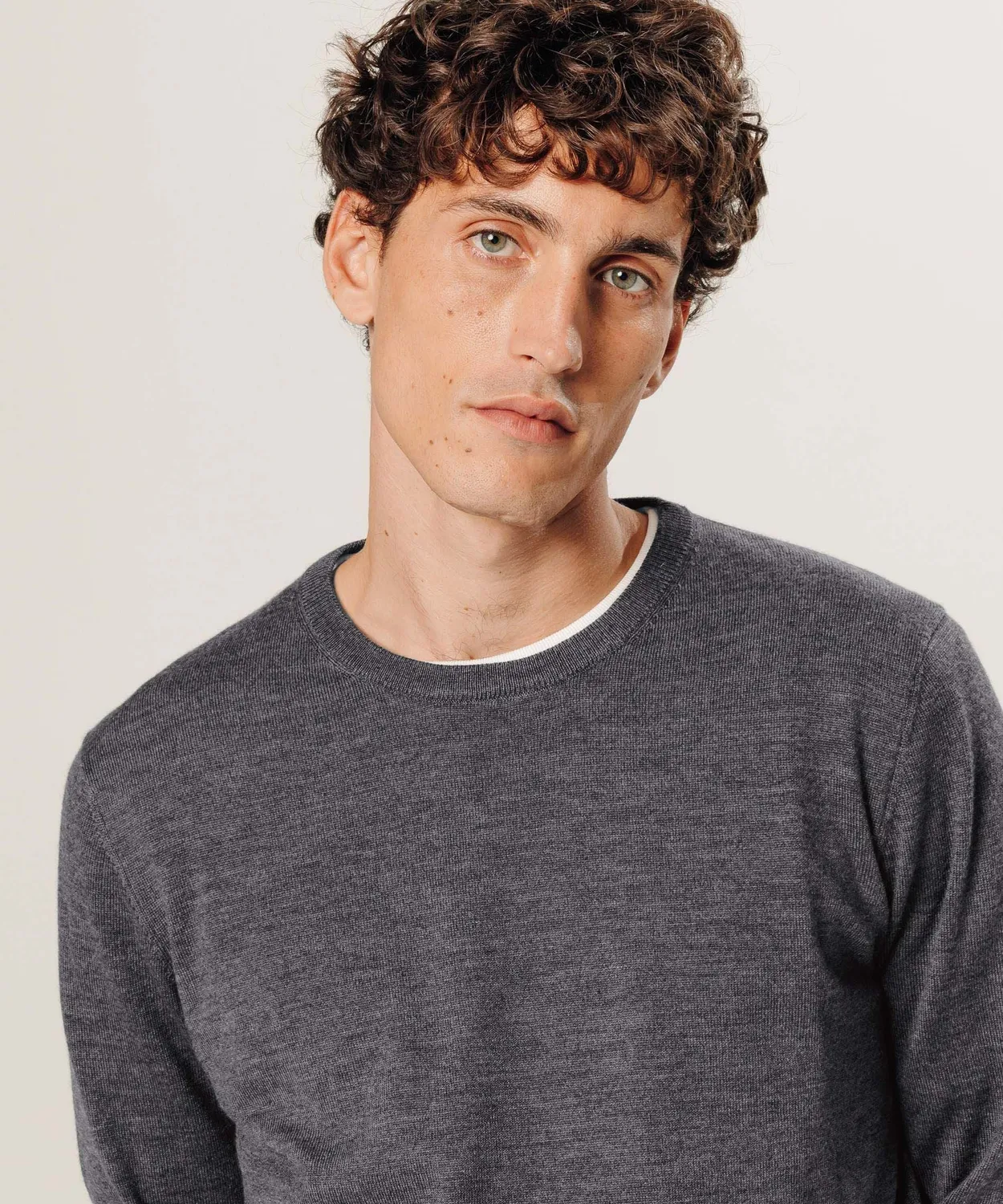 Rodier Maglione uomo merino girocollo grigio scuro