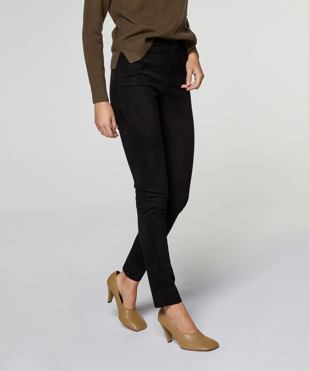 Rodier leggings in pelle agnello nero elasticizzati 34-44