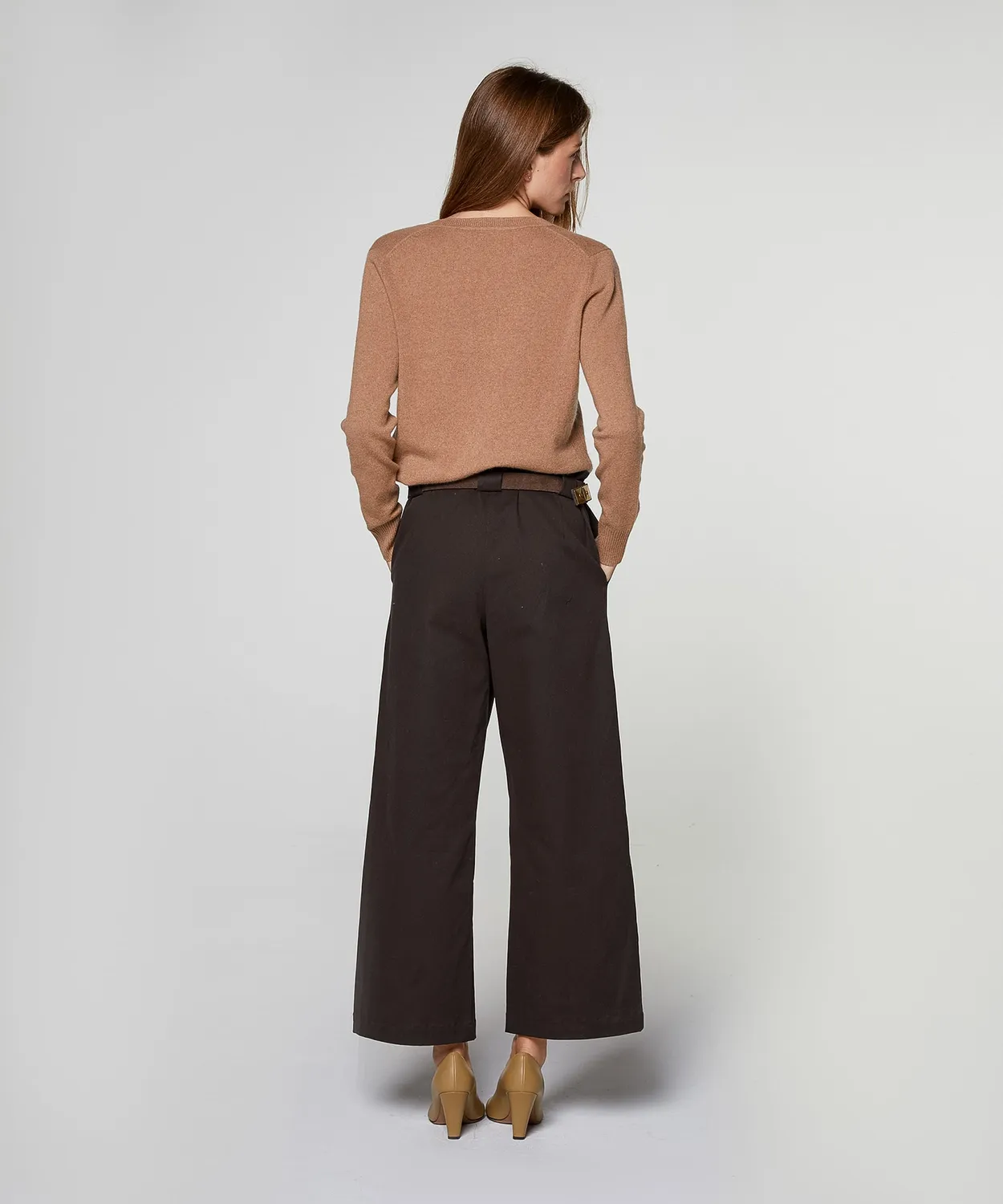 Rodier Maglia Cashmere Collo Tunisino Cammello 100% Cashmere