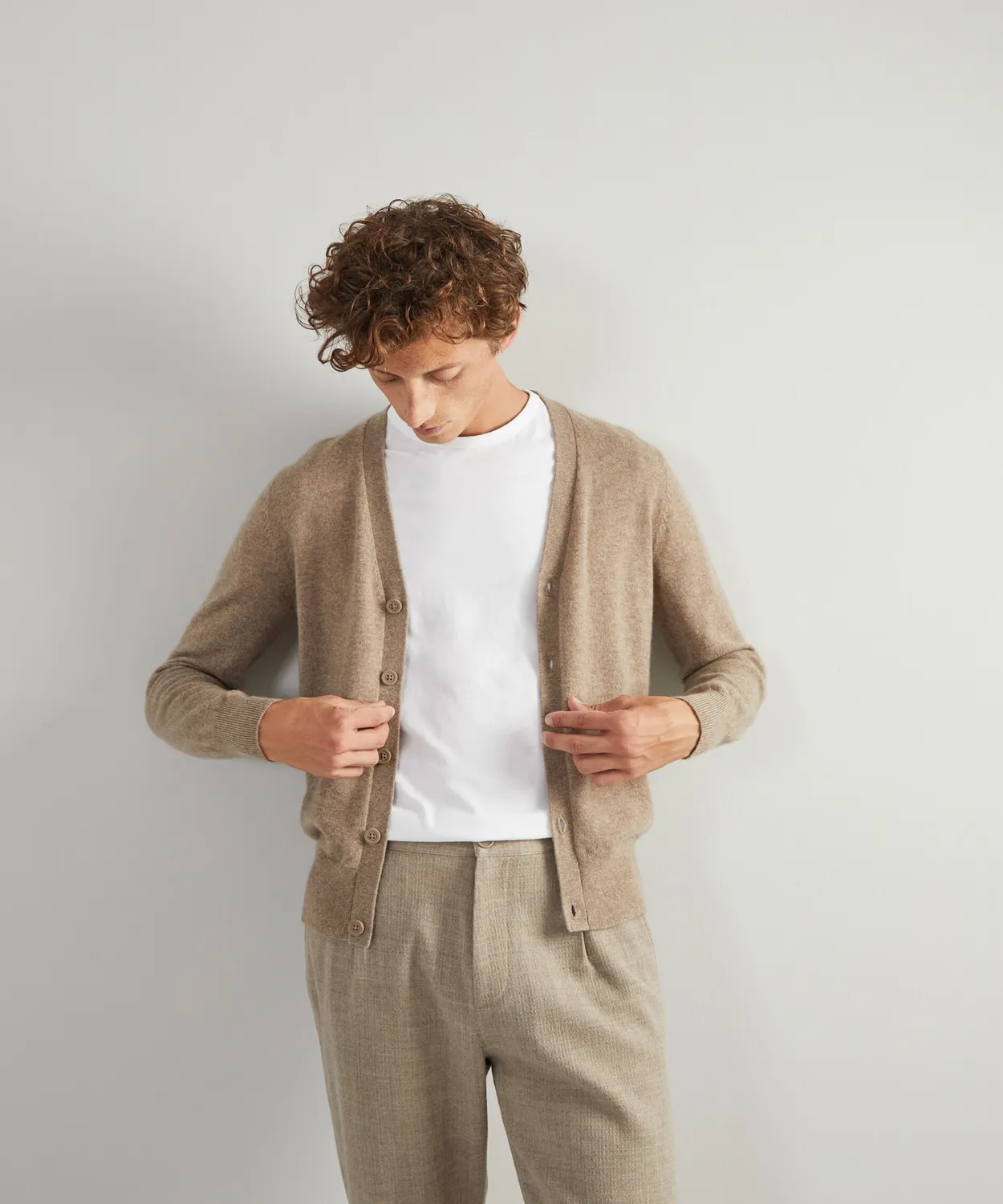 Rodier Cardigan Cashmere 2 Capi Marrone Tortora Uomo