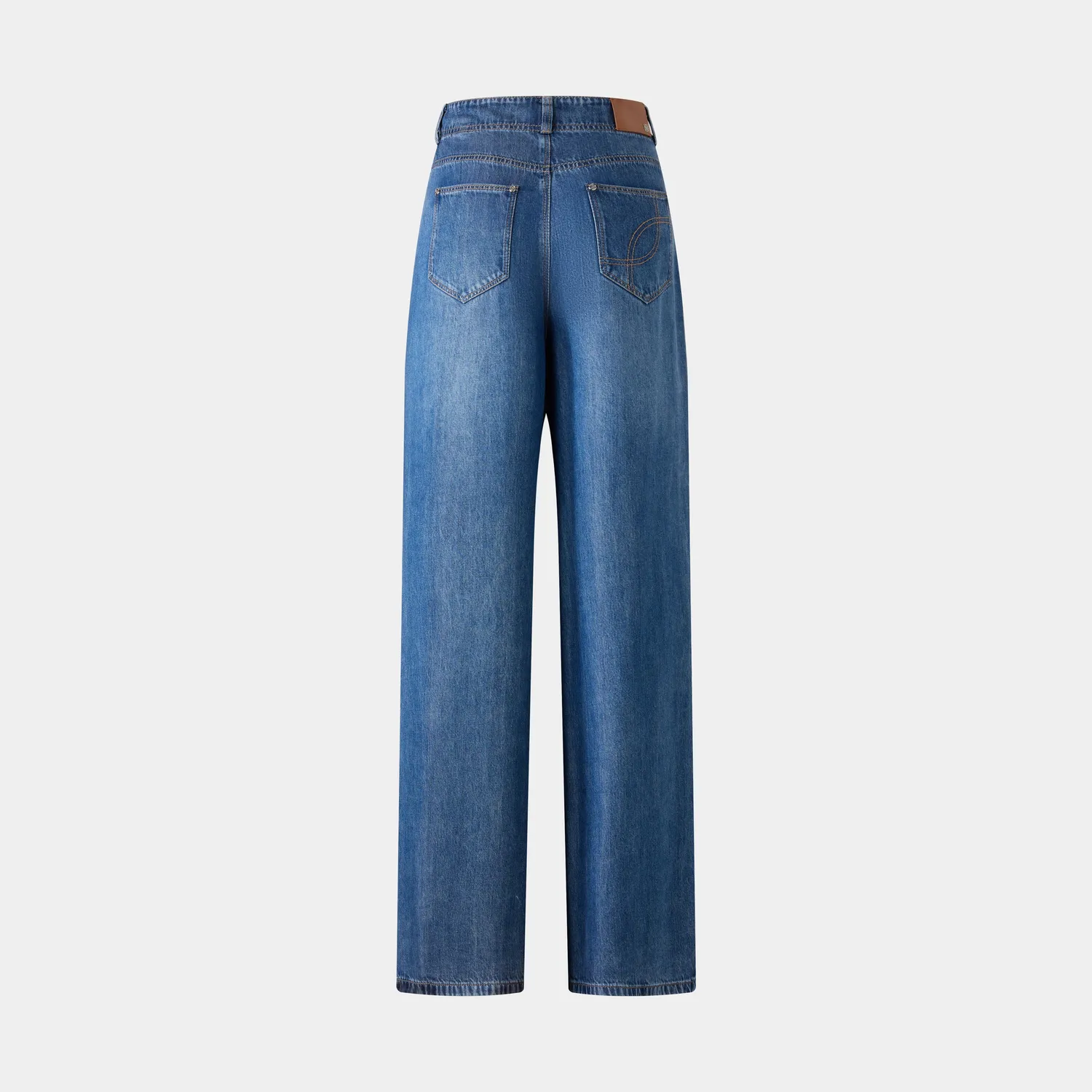PORTS Wide-Leg jeans blu vita alta gamba larga