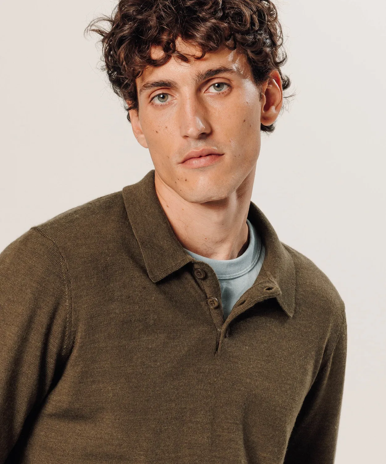 Rodier polo lana merino bark brown uomo