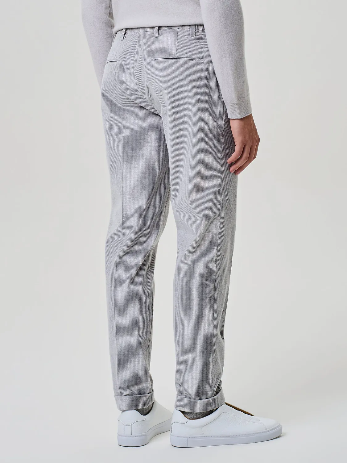 Paul Taylor pantalone velluto millerighe bicolore grigio chiaro