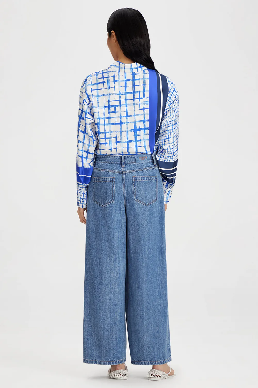 PORTS Wrap-Front Wide jeans indaco
