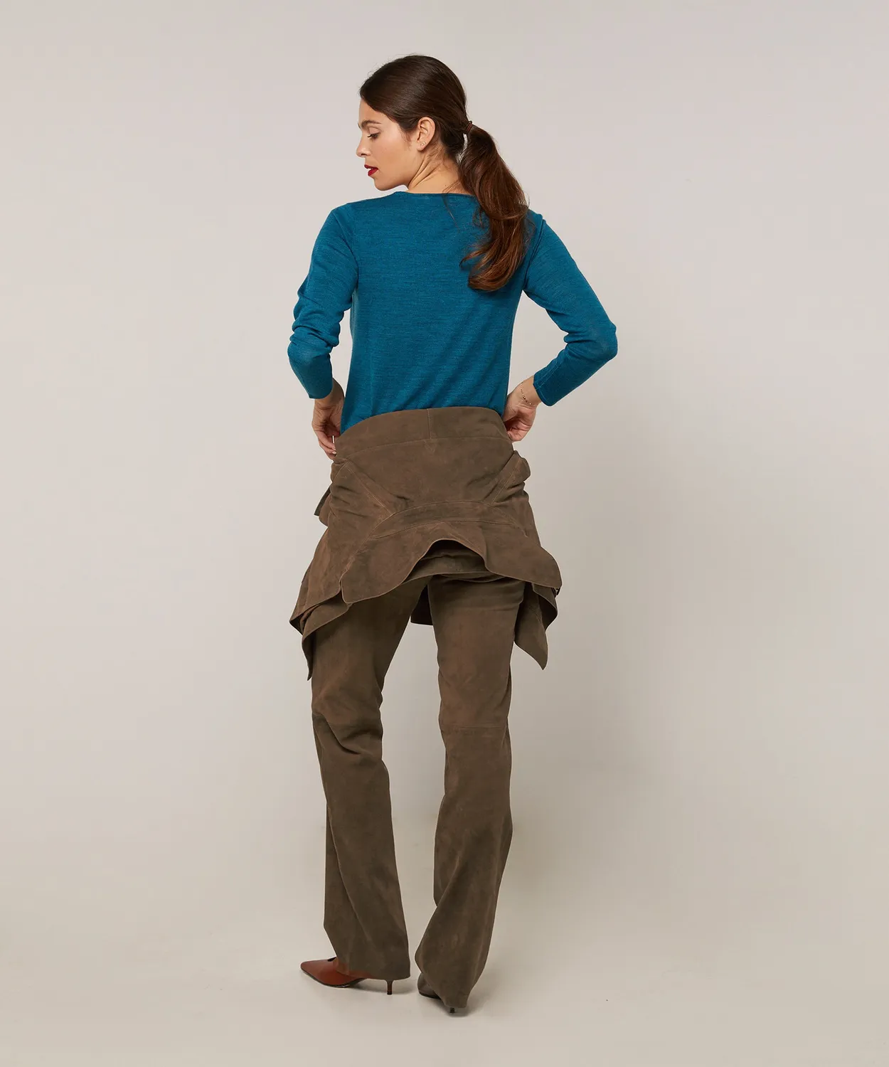 Rodier Scollo Asimmetrico maglione blu pavone