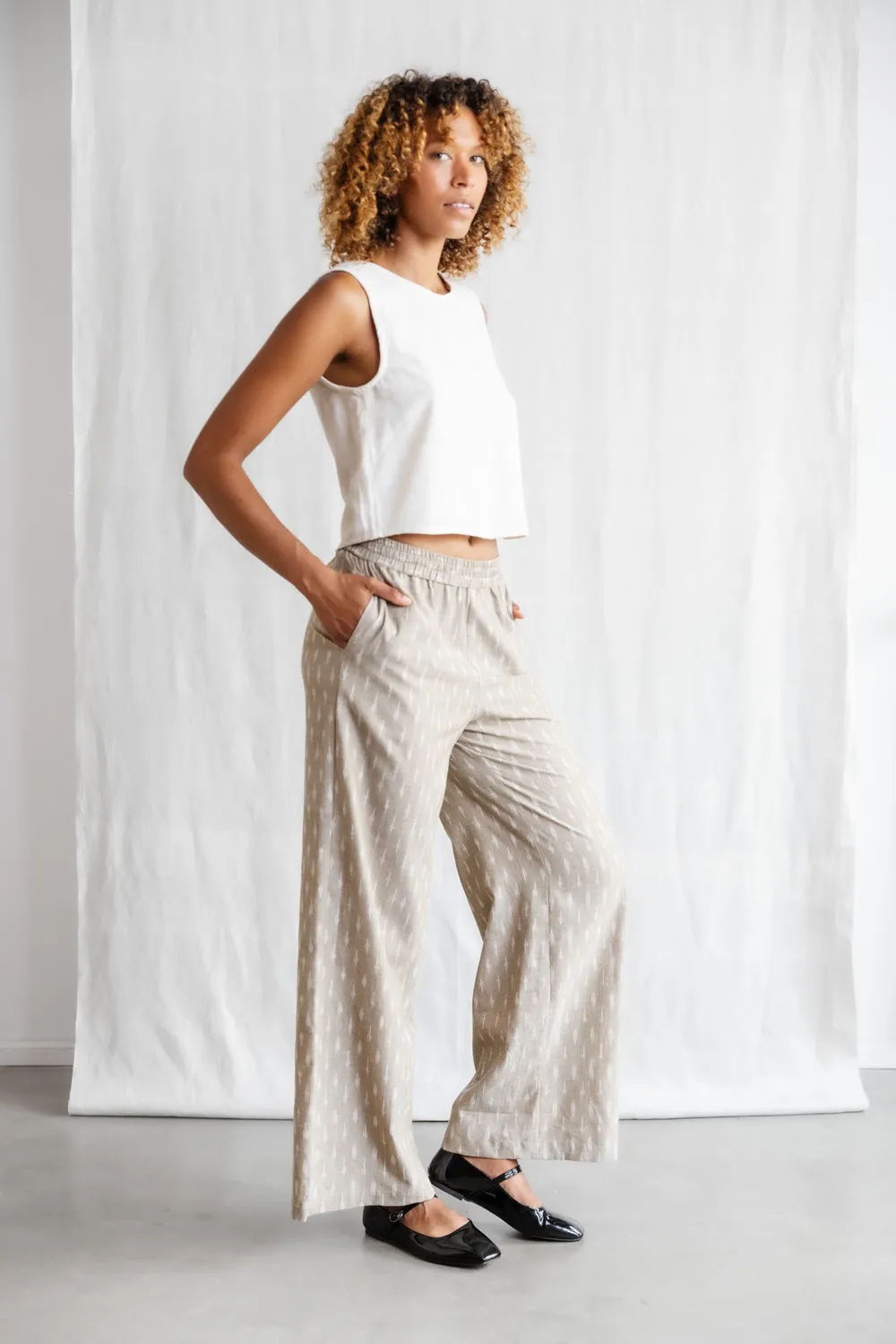 Jyoti Fair Works Jayan pantaloni ikat cotone
