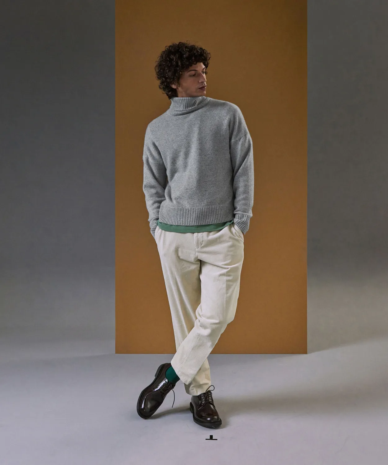 Rodier maglione cashmere collo alto grigio perla 4 fili
