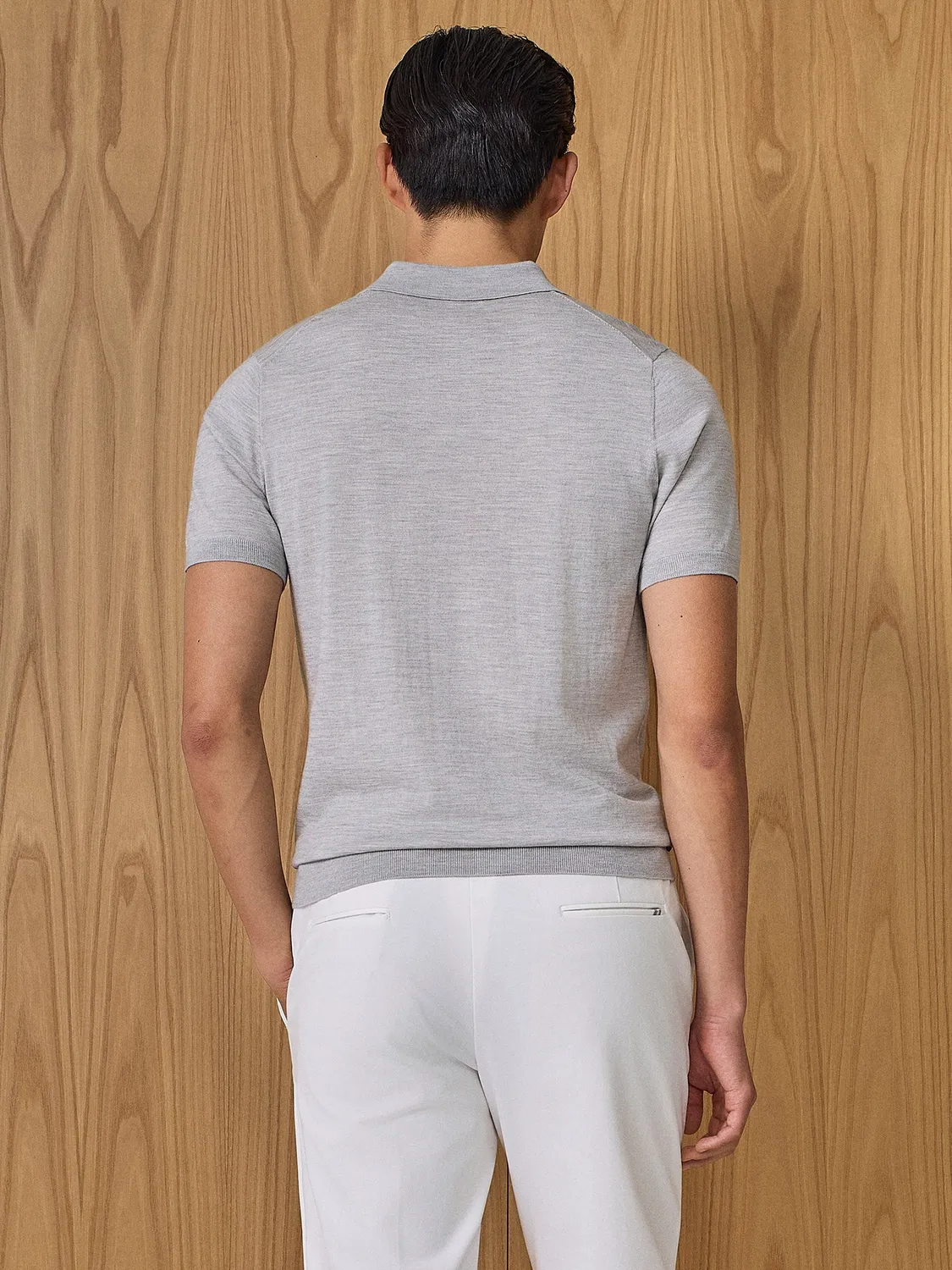 Paul Taylor Polo Maglia Misto Seta Grigio Chiaro