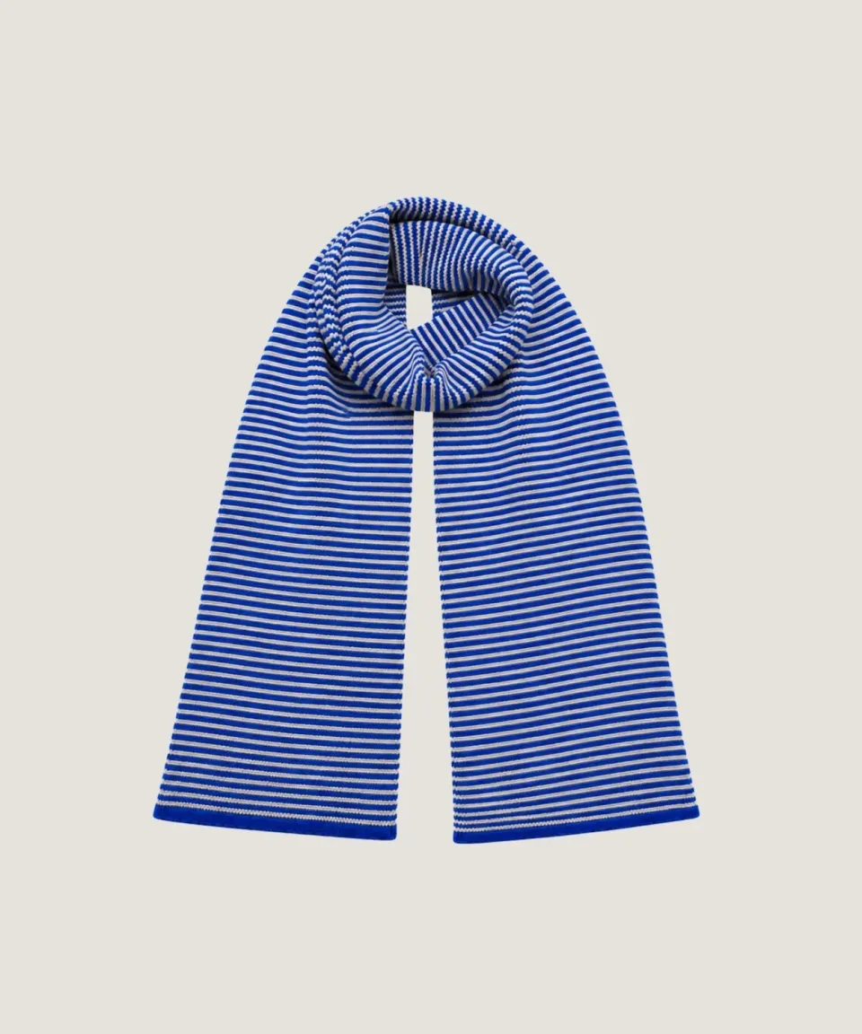 Rodier sciarpa cashmere righe oltremare triangolare