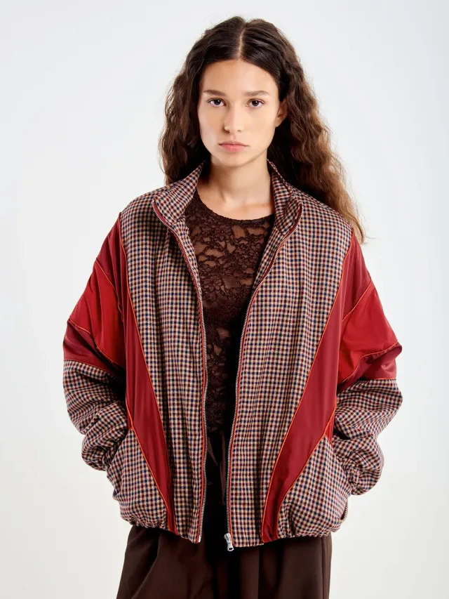 Vicolo bomber profili contrasto beige bordeaux