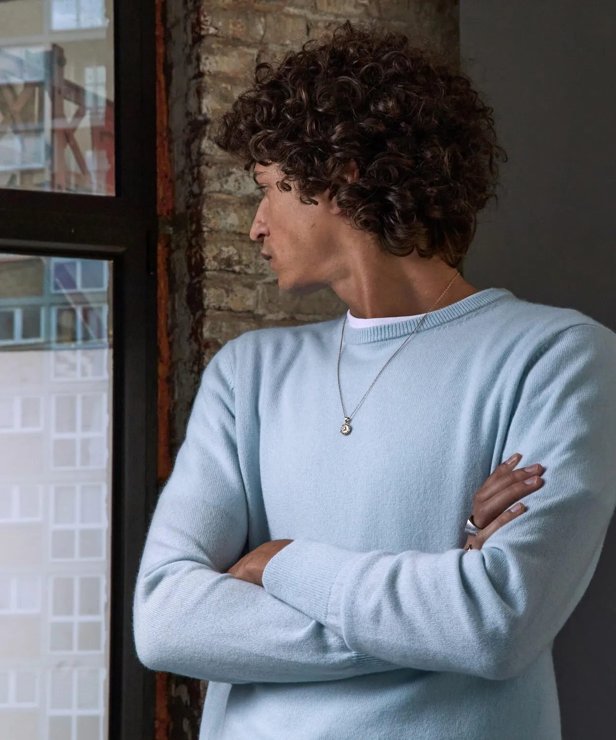 Rodier Maglione Girocollo Uomo Cashmere 2 Fili Celeste