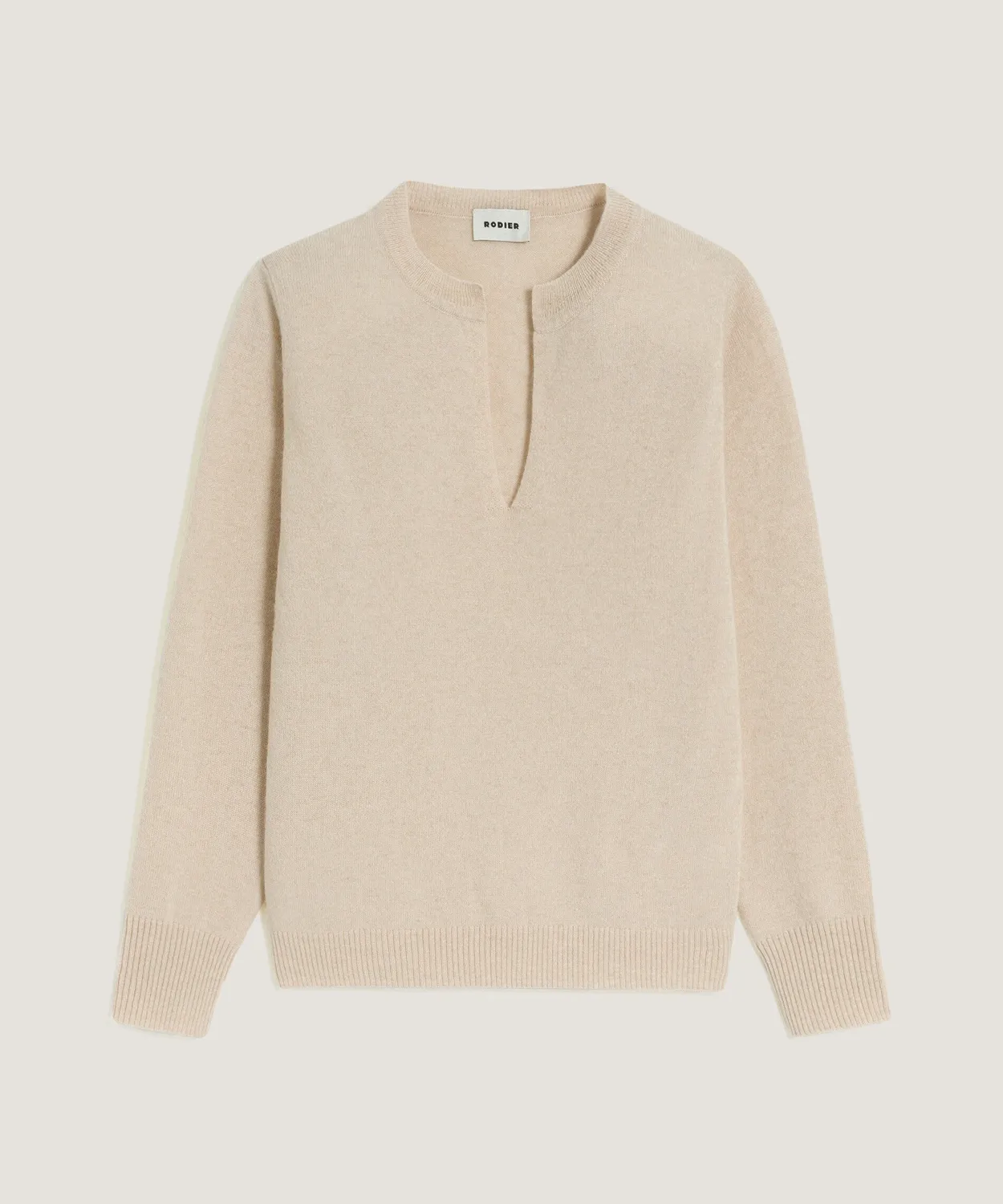 Rodier Maglione Cashmere Collo Tunisino Beige