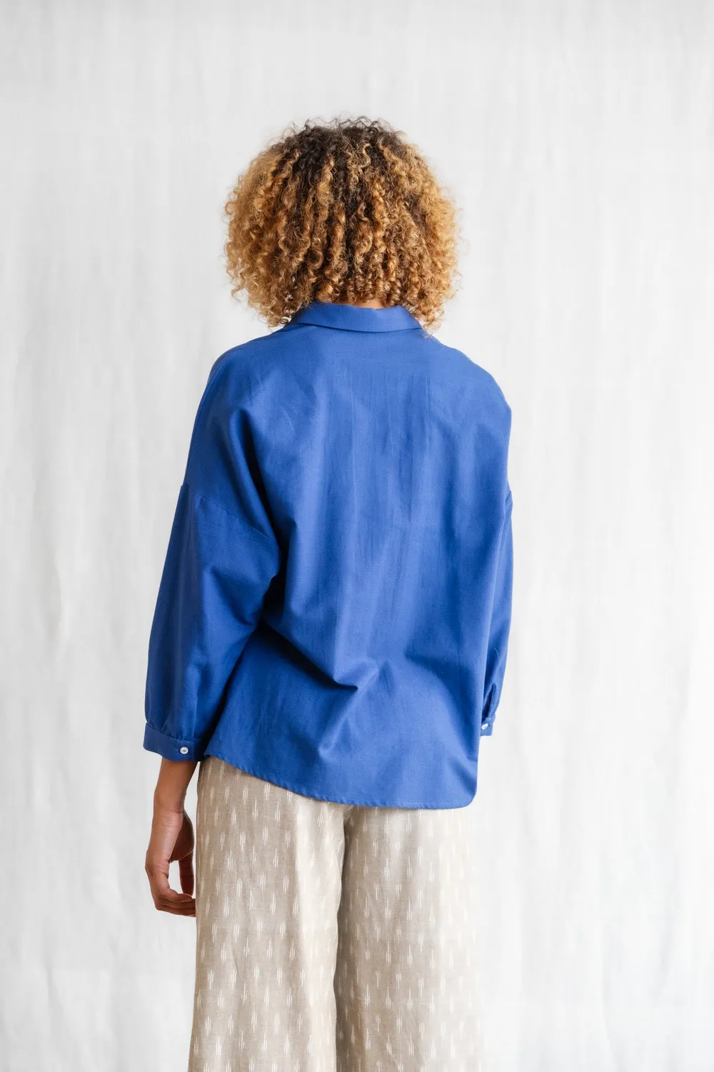 Jyoti Mayank Cobalt Blue blusa cotone bio
