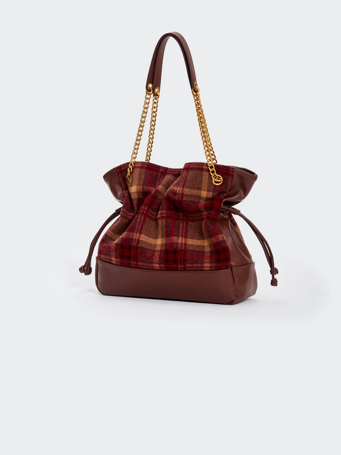 Vicolo Bundle Check borsa a spalla marrone fantasia check