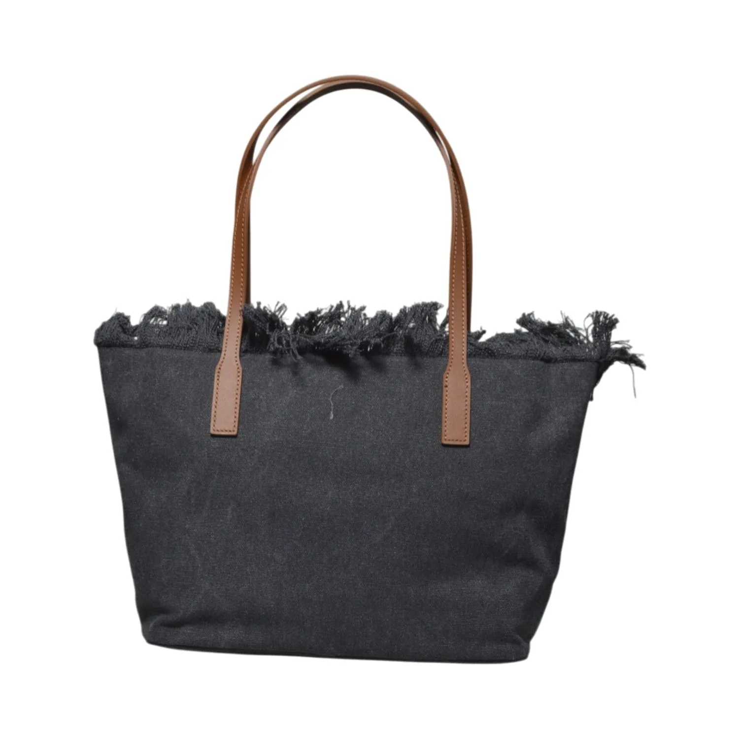 Saint Barth City Bag Mid Fringe borsa denim nero