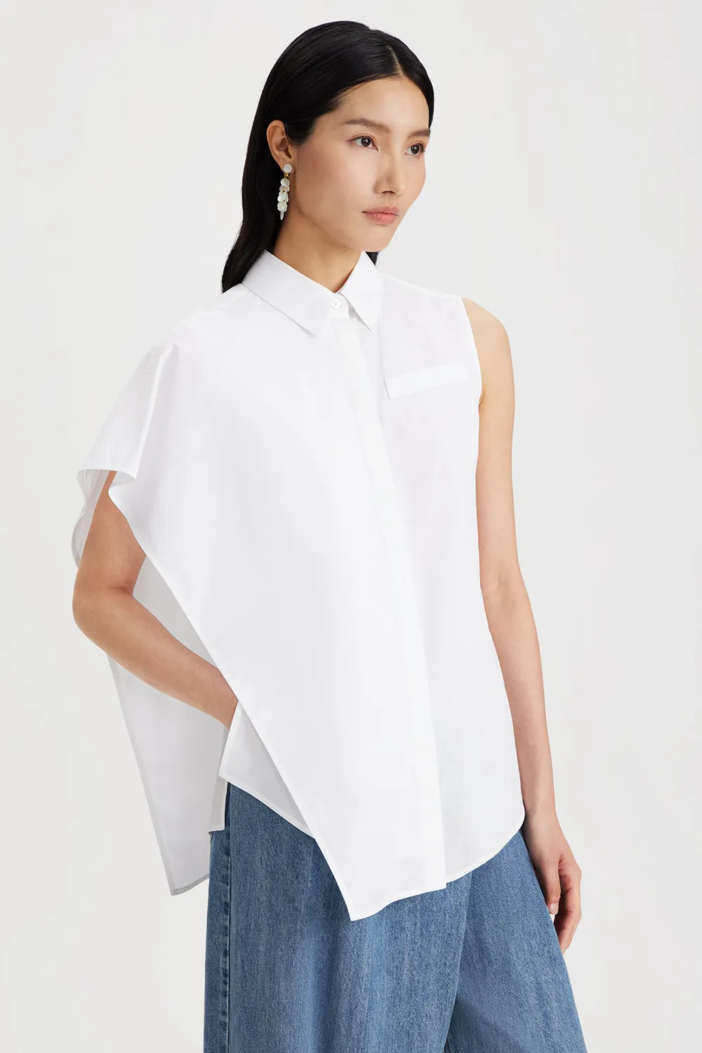 PORTS 1961 Cape Overlay camicia bianco ottico smanicata