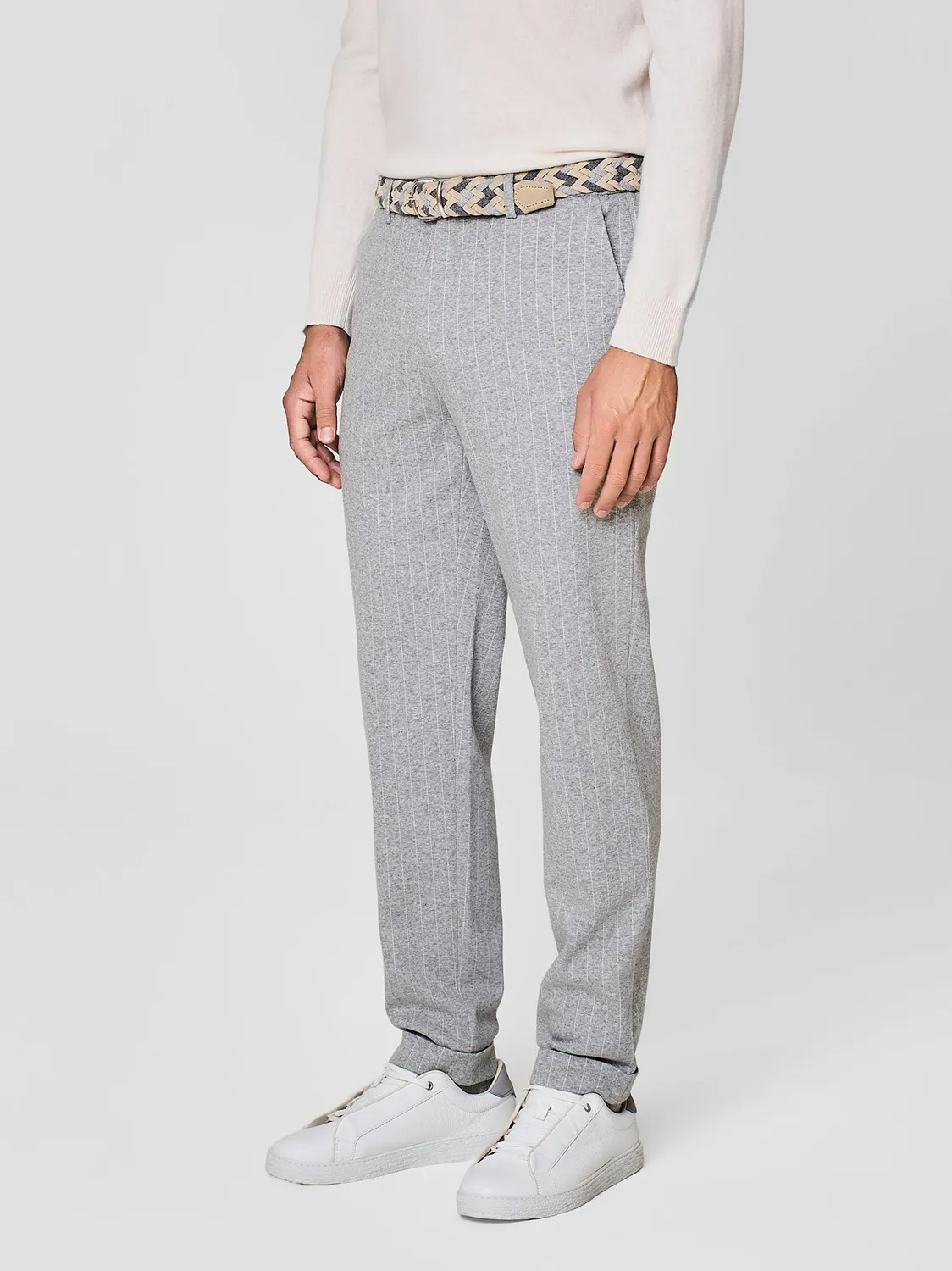 Paul Taylor Pantalone Jersey Gessato Grigio Chiaro cotone