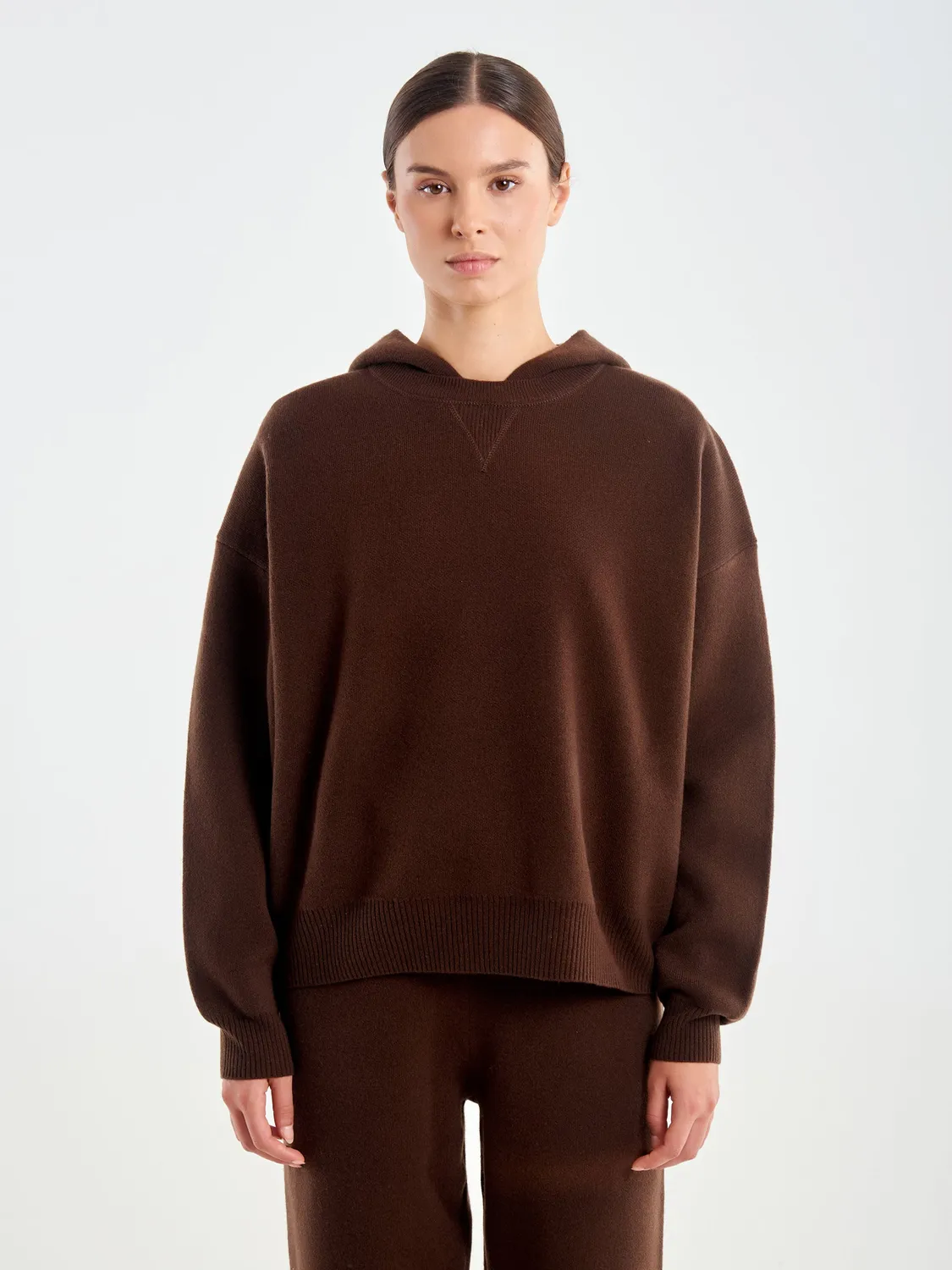 Vicolo Pullover con Cappuccio in lana moro taglie S-L