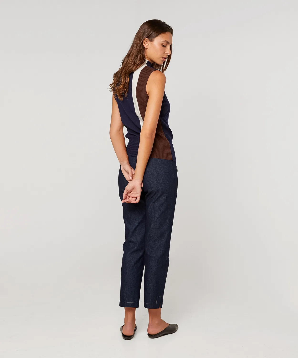 Rodier maglione senza maniche collo alto blu marino