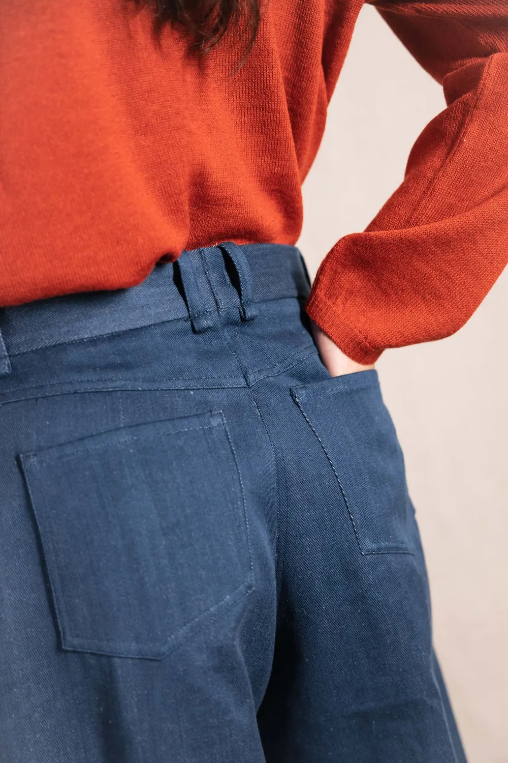 Jyoti Tarani jeans denim cotone vita alta larghi