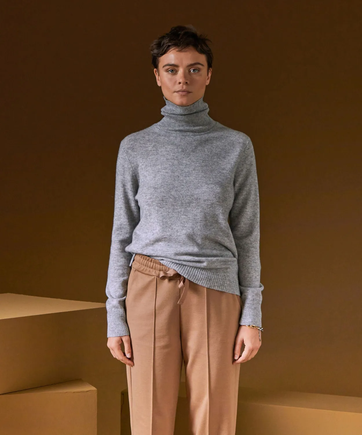 Rodier Maglione dolcevita cashmere grigio