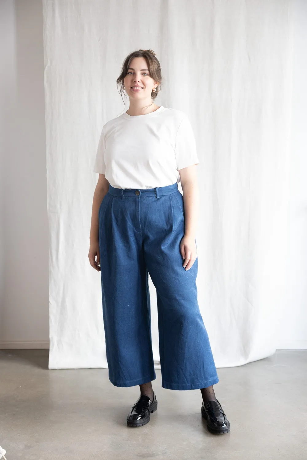 Jyoti Awasi culotte denim cotone vita media