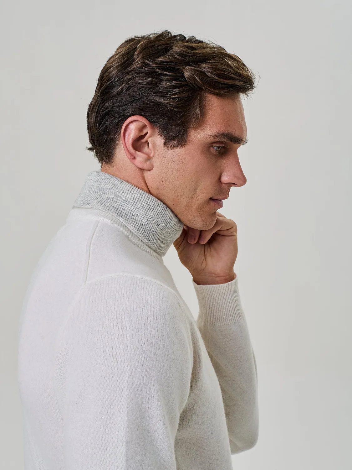 Paul Taylor Dolcevita Doppio Collo Cashmere Bianco