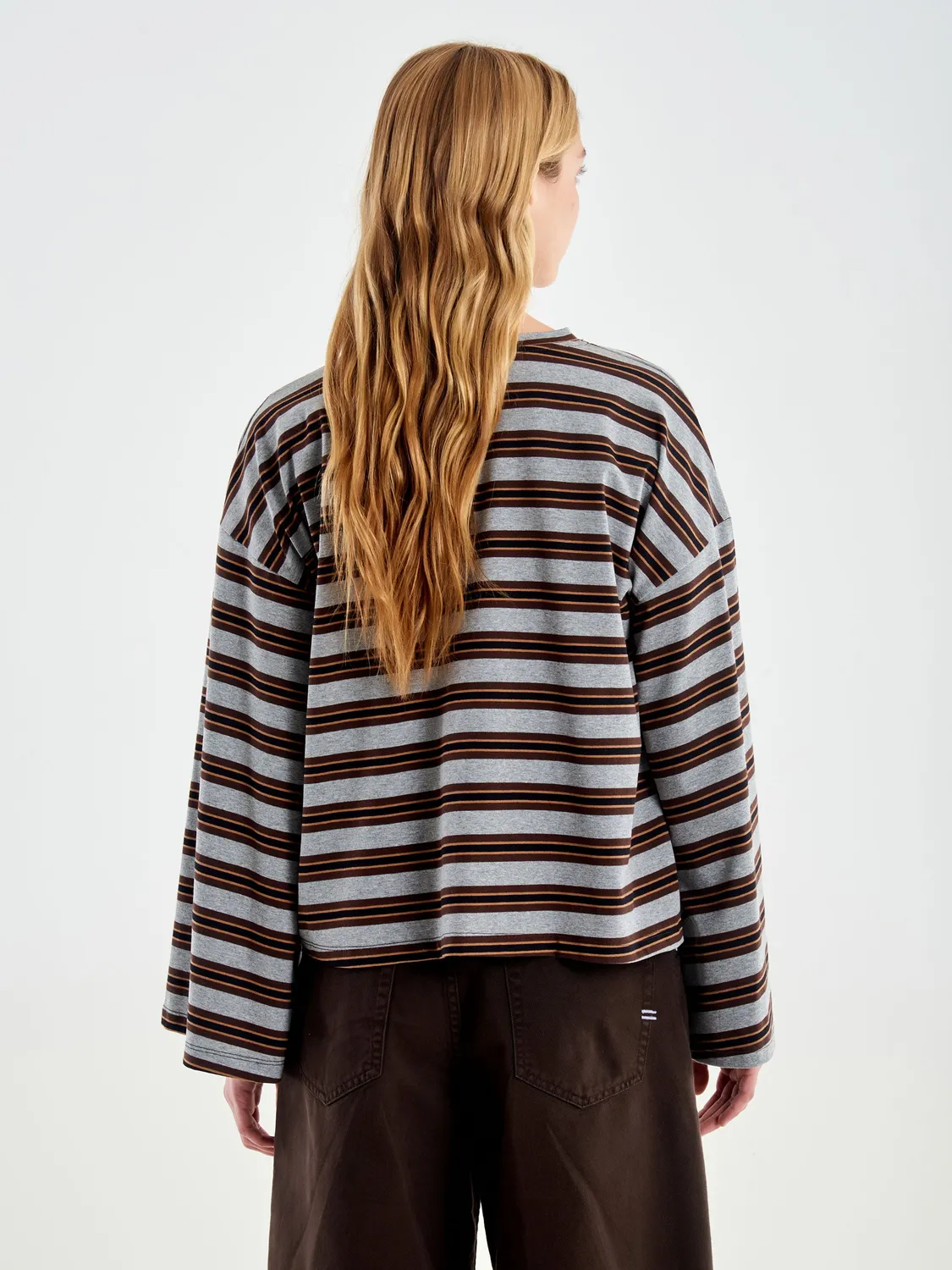Vicolo T-Shirt Over Righe Grigio Cotone Taglia Unica