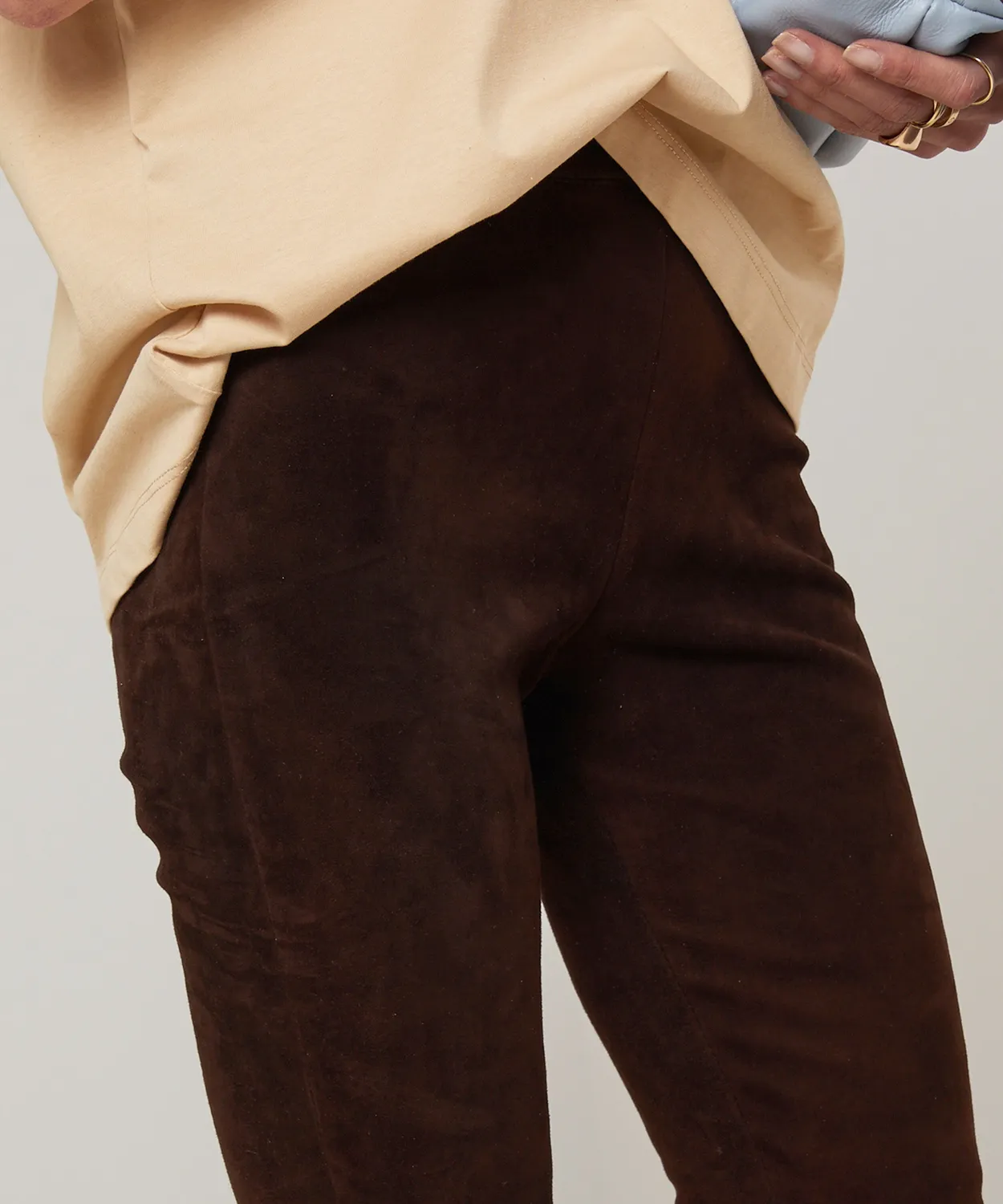Rodier leggings pelle agnello marrone scuro